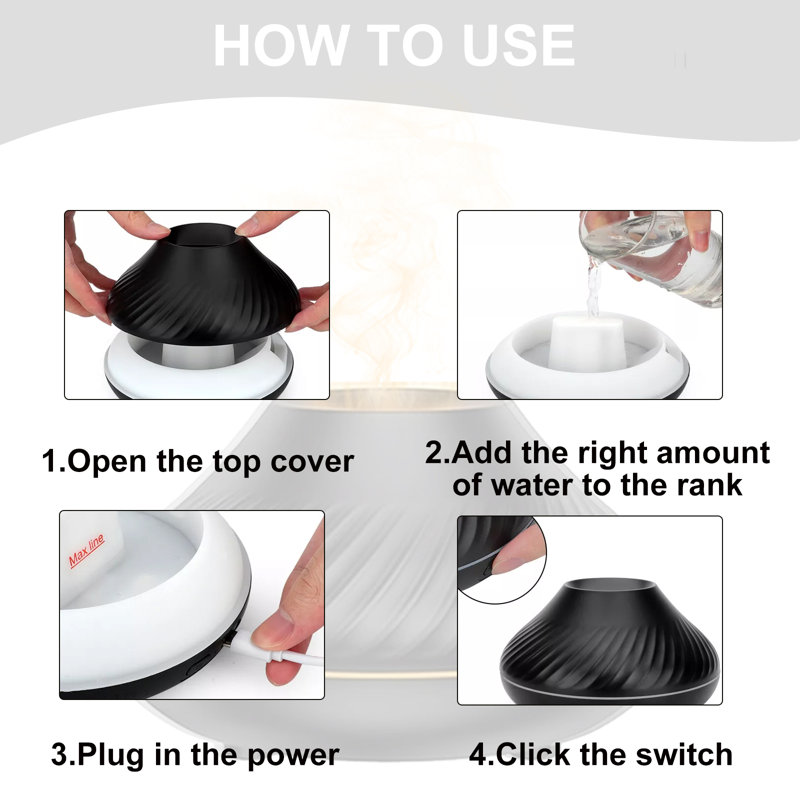EFPerfect Aroma Humidifier ，3d Volcano Flame Mist Air For Home